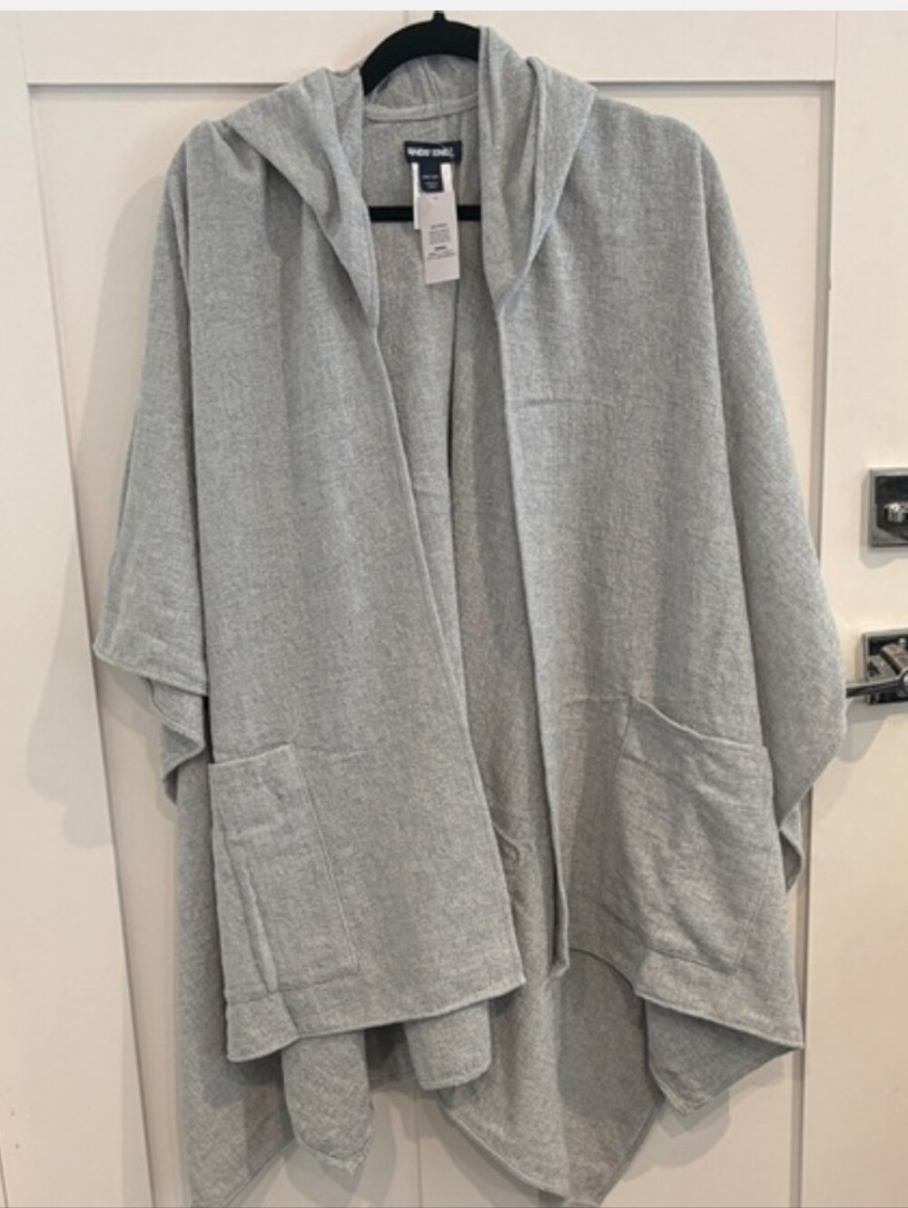 Lands' End Light Gray Hooded Poncho Wrap